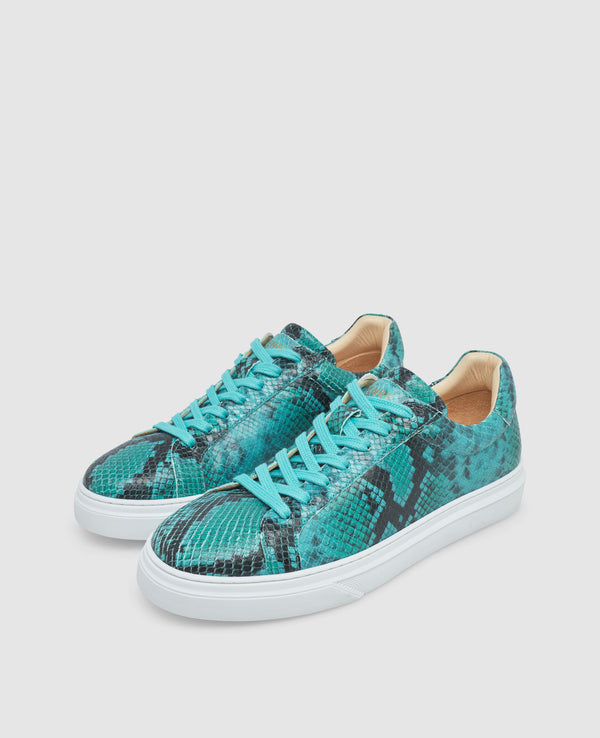 Travis S1 Herren Sneaker Turquoise aus Calf leather with embossing
