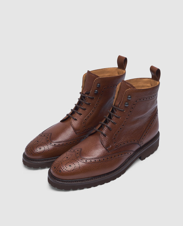 Winston FBDB6 Herren Boot Midbrown aus Calf leather with embossing