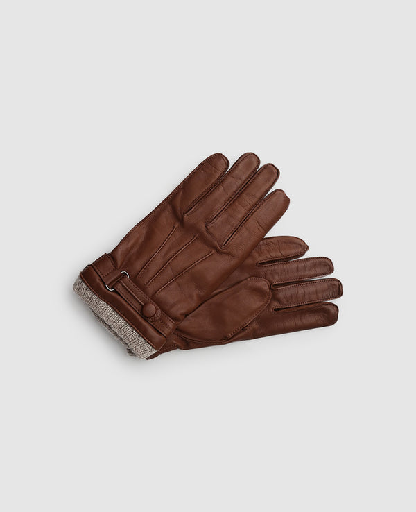 Lederhandschuhe mit Bund Herren Hellbraun